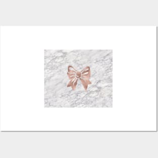 Rose gold marble bow Posters and Art